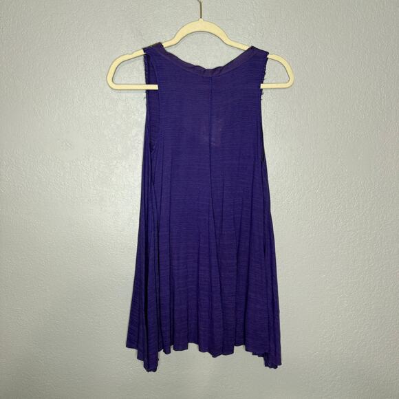 Y2K Free People Women's Purple Sequin Shark Bite Hem Tank Top Size Large - Picture 2 of 9